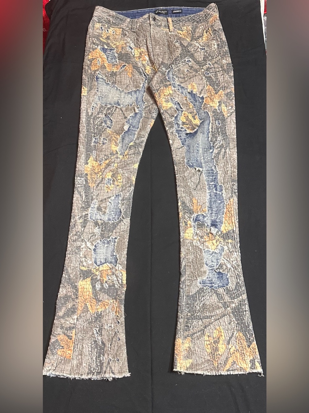 Waimea New York Timber Patchwork Stacked jeans 34 x 36